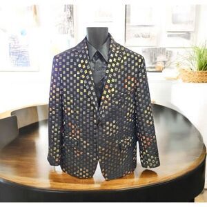 MEN'S EJ SAMUEL MULTI SQUARE COLOR ABSTRACT PATTERN COAT. J25